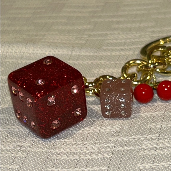 Fashion Jewelry Red and Gold Dice Key Holder - Picture 5 of 6
